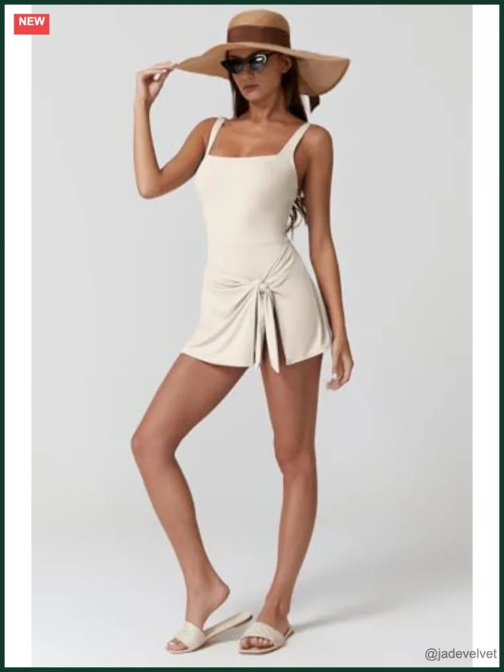 Square Neck Tummy Control One Piece Swim Dress with Wrap Skirt